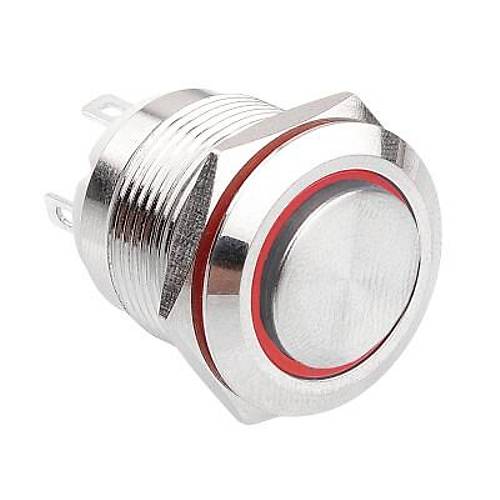19H-G1-E 19mm kk Yayl Ikl Metal Buton - Krmz