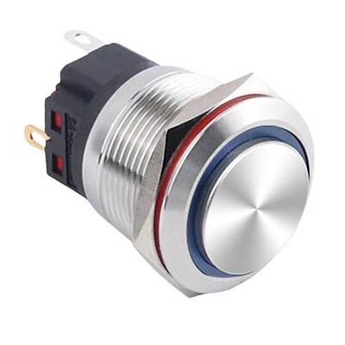22B-G1-E 22mm kk Yayl Ikl Metal Buton - Mavi