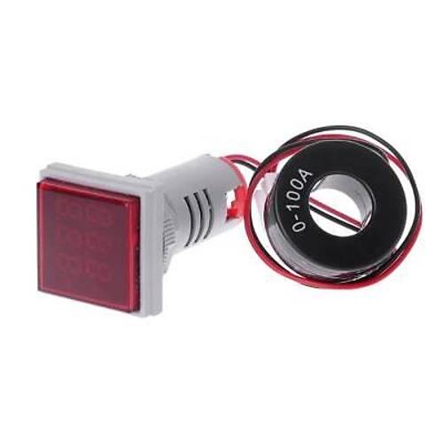 22mm Dijital Voltmetre-Ampermetre AC 20-500V 0-100A Krmz