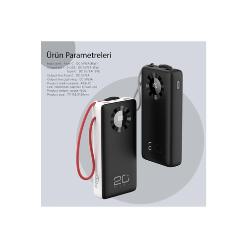 Konfulon J08 Powerbank 20.000 mAh - Siyah