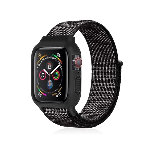 Newface Apple Watch 38mm Hasrl Crtcrtl Kasal Kordon - Benekli Siyah