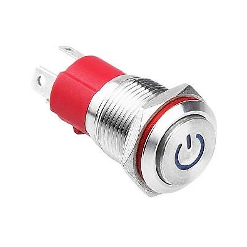 16D-G1Z-C 16mm kk Anahtarl Ikl Power Metal Buton - Mavi