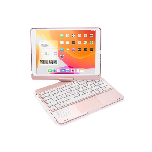 Newface iPad 10.2 (7.nesil) Klf Magic Dnen Klavyeli Tablet Klf - Pembe