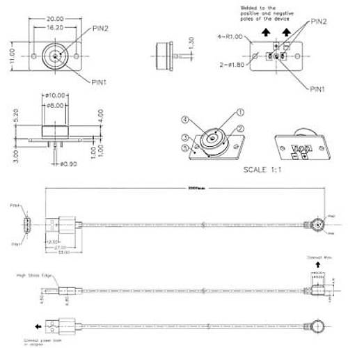 2-Pin 10mm 90C Kablolu PCB'li Pogo Pin Manyetik Konnektr Takm - USB Soketli