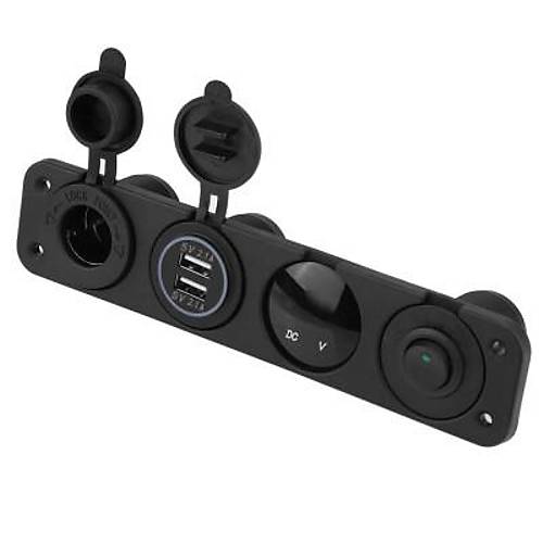 ON-OFF Yeşil Nokta Anahtarlı 2x5V USB Çakmaklık ve Voltaj Göstergeli Marine Panel