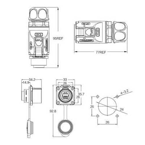 LP-24-C/RJ45/015/PE-41-001 Su Geirmez Ethernet Konnektr - Erkek