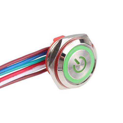 WD16C1-Wired-P1-EC 16mm Dz Yayl Yeil Ikl Metal Buton - Kablolu