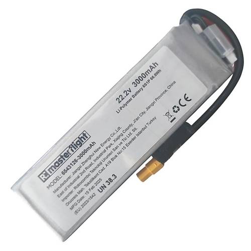 22.2V Li-po Pil 3000mah 80C 6s Lityum Polymer Batarya
