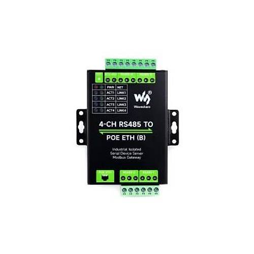 Endstriyel 4 Kanal RS485 - RJ45 Ethernet Modl - PoE Ethernet Port (B)