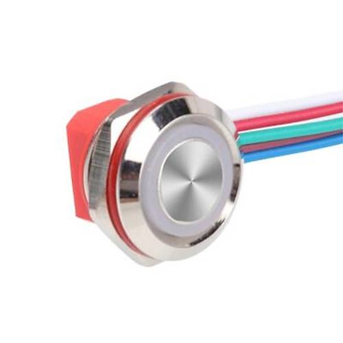 WD12C1-Wired-P1-E 12mm Dz Yayl RGB Ikl Metal Buton - Kablolu