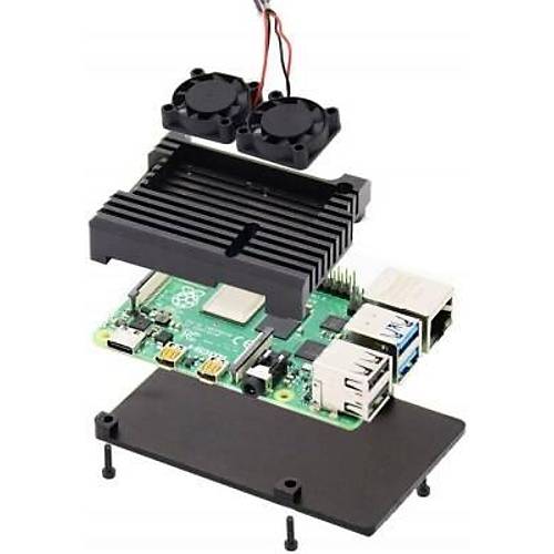 Raspberry Pi 4 Alminyum Soutucu Kasa - ift Fanl