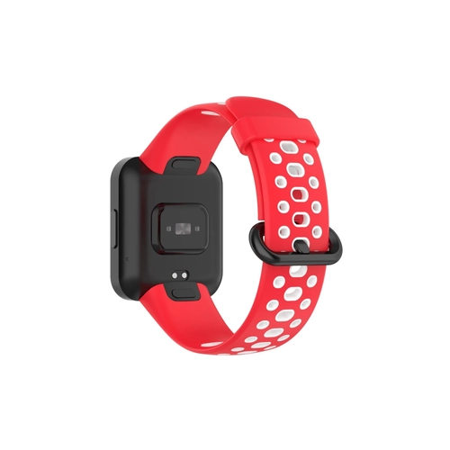 Newface Xiaomi Redmi Watch 2 Spor Delikli Kordon - Krmz-Beyaz