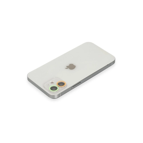Newface iPhone 11 Renkli Kamera Lens Koruma Cam - Turuncu-Yeil