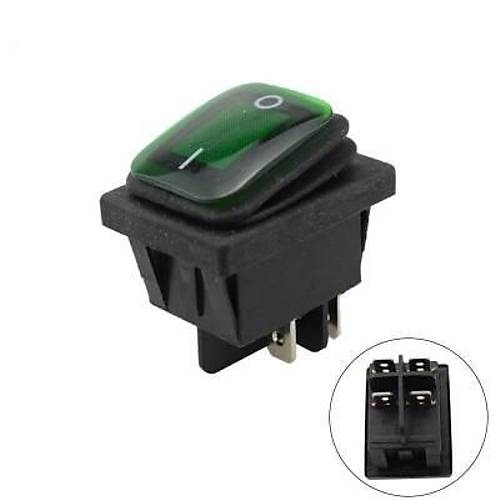 KCD4 Su Geirmez 30A Yeil Led Ikl ON-OFF Anahtar 4 Pin