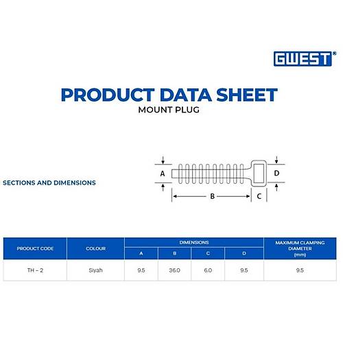 GwestTH-2 Beton Kroe Paket Siyah 100 Adet