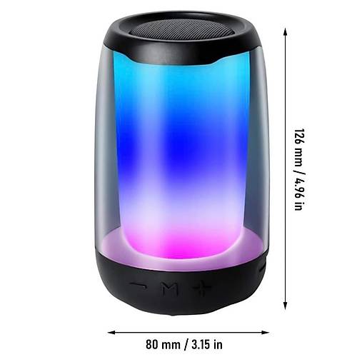 Divex Pluse 4 Mini Tanabilir RGB Ledli Siyah Bluetooth Hoparlr DM-90