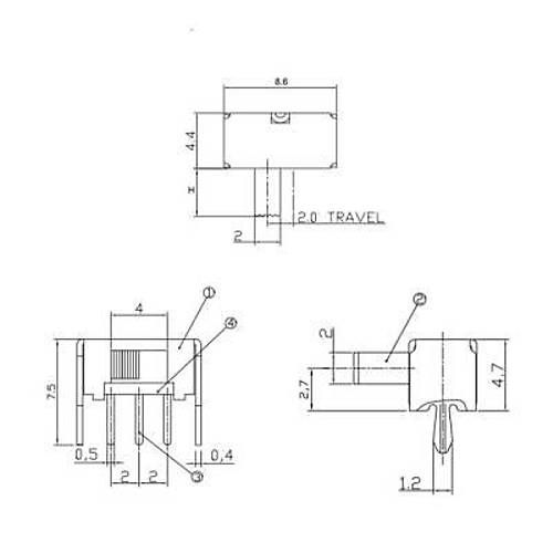 SK-12D07 2 Konumlu 3-Pin Srgl Switch - 90 Derece