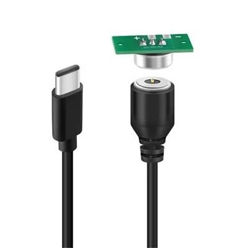 2-Pin 10mm Kablolu PCB'li Pogo Pin Manyetik Konnektr Takm - Type-C Soketli