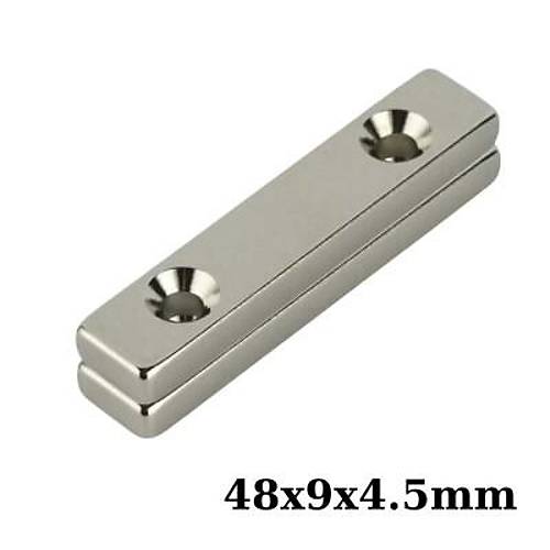 48X9x4.5-5mm ift Hava Delikli Neodyum Gl Mknats - Neodim Magnet