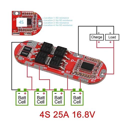 4S 25A BMS 18650 16.8V Lityum Pil arj Koruma Devresi