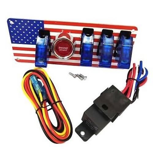 4'l ON-OFF Toggle Switch Panel - Motor Start Butonlu