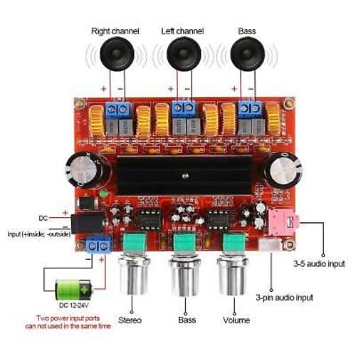 TPA3116D2 2*50W + Subwoofer ift Kanal Dijital Amplifikatr 12-24V DC