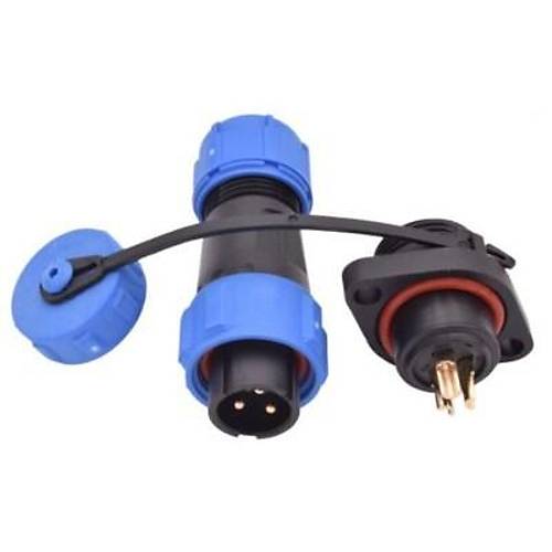 SD13 3 Pin 13mm Su Ge�irmez Konnekt�r Tak�m� - Flan�l� Panel Tipi