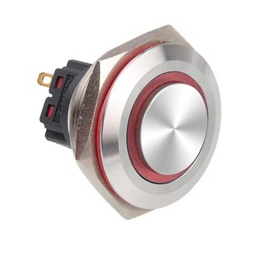 28B-G1-E 28mm kk Yayl Ikl Metal Buton - Krmz