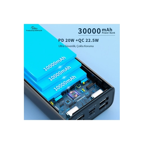 Konfulon A26Q Powerbank 30.000 mAh PD 20W Hzl arj - Beyaz