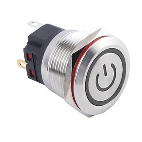22B-P1-EC 22mm Dz Yayl Ikl Power Metal Buton - Beyaz