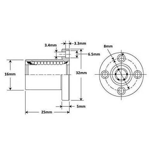 LMEF8UU 8mm Lineer Rulman