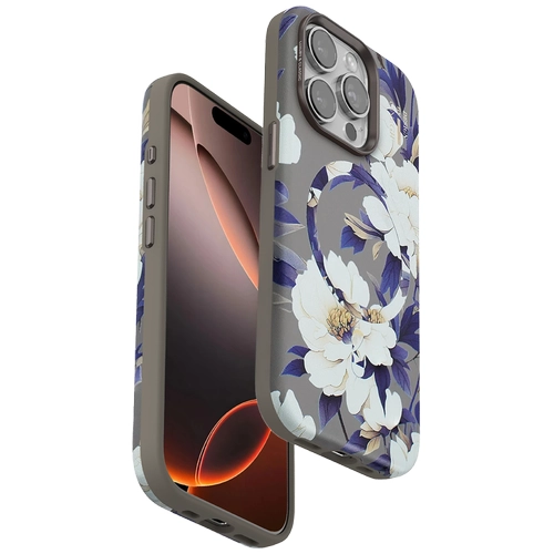 Onegif iPhone 15 Pro Max Flower Series Magsafe Kapak - Gri