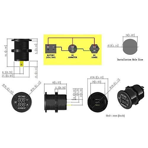IC-231E Pano Ulu Volt-Ampermetre 28mm
