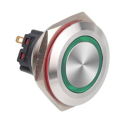 28B-P1Z-E 28mm Dz Anahtarl Ikl Metal Buton - Yeil