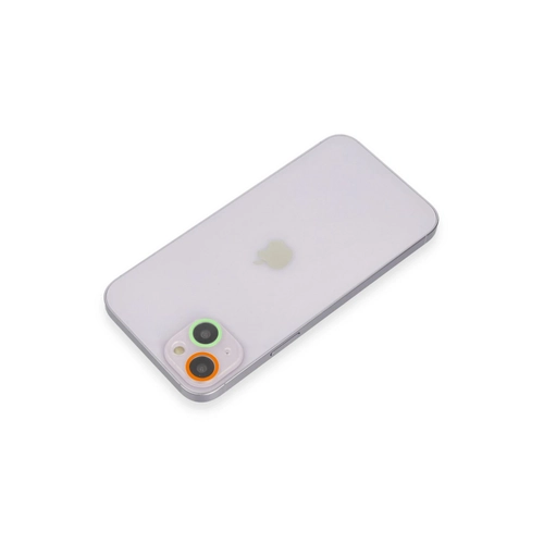 Newface iPhone 13 Mini Renkli Kamera Lens Koruma Cam - Turuncu-Yeil