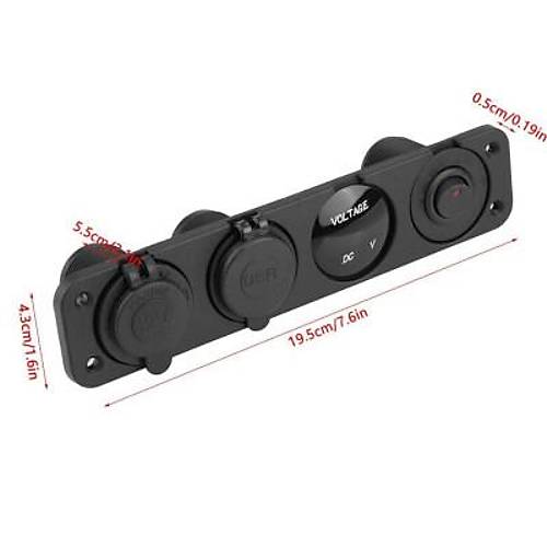 ON-OFF Kırmızı Nokta Anahtarlı 2x5V USB Çakmaklık ve Voltaj Göstergeli Marine Panel