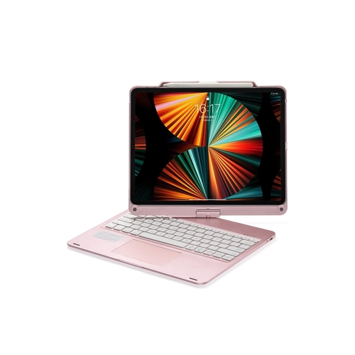 Newface iPad Pro 12.9 (2021) Klf Magic Dnen Klavyeli Tablet Klf - Pembe
