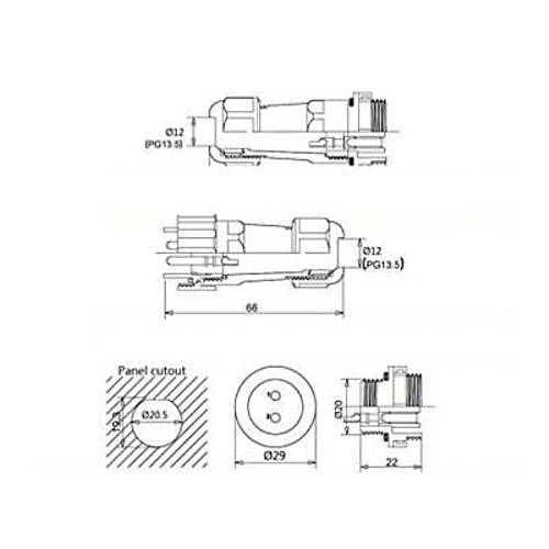 SD20 7 Pin 20mm Su Geirmez Konnektr Takm