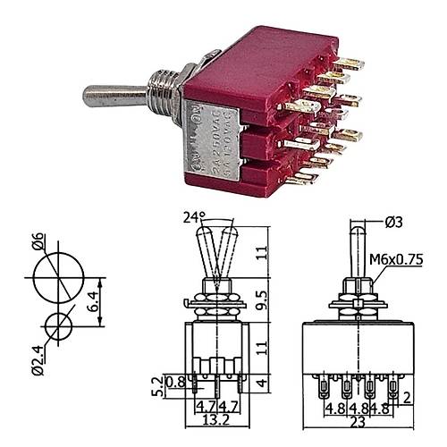 IC-148C Toggle Switch On-Off 6mm MTS-402
