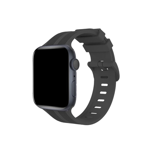 Newface Apple Watch 38mm KR408 izgili Silikon Kordon - Koyu Gri