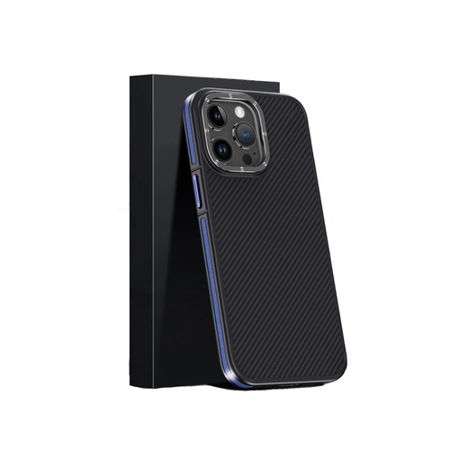 Joko iPhone 15 Pro Klf Aramid 600D Kevlar Karbon Fiber Magsafe Kapak - Lacivert