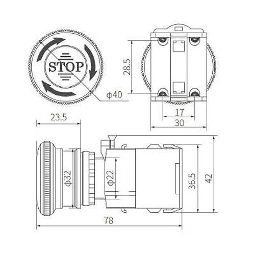 LA38 Metal Acil Stop Butonu