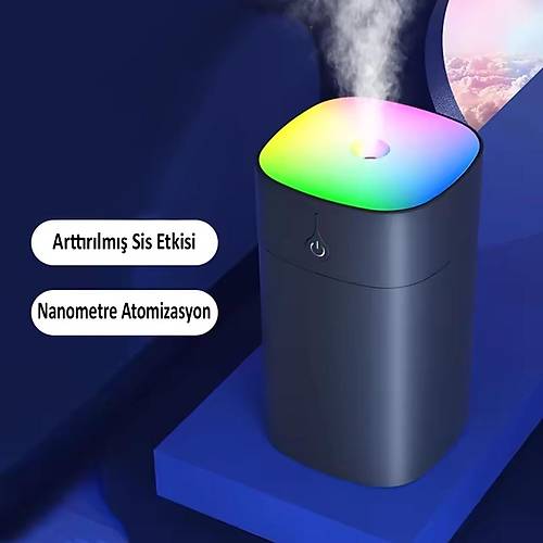 400ml Ultrasonik Hava Nemlendirici Buhar Yapc Difzr Humidifier Gri
