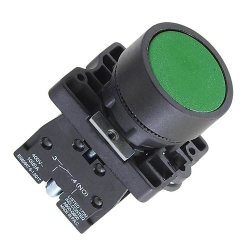 LAY5-EA31 22mm Buton Normalde Ak Kontak Yeil