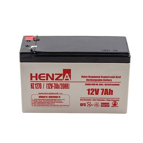 Henza HZ1270 12V 7Ah Bakmsz Kuru Ak
