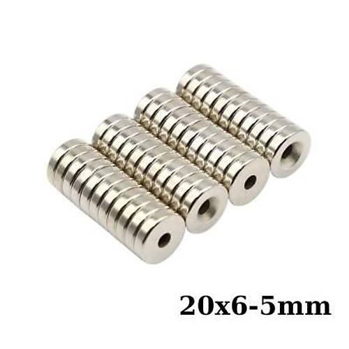 20x6-5mm Hava Delikli Neodyum Gl Mknats - Neodim Magnet