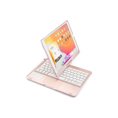 Newface iPad 10.2 (7.nesil) Klf Magic Dnen Klavyeli Tablet Klf - Pembe