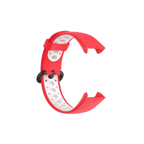 Newface Xiaomi Redmi Watch 2 Spor Delikli Kordon - Krmz-Beyaz