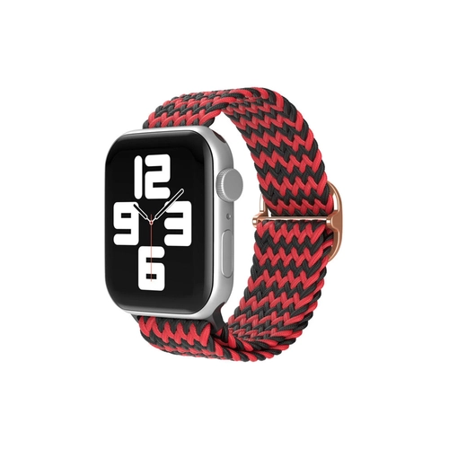 Newface Apple Watch 38mm Star Kordon - Zigzag Krmz-Siyah