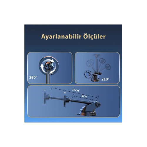 Newface Q33 Ayarlanabilir Yapkanl Manyetik Magsafe Ara Tutucu - Siyah